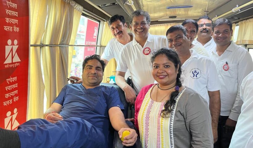 Blood donation camp organized with joint aegis of Manav Samaj Seva Sansthan Rajasthan and Swasthya Kalyan Blood Bank.