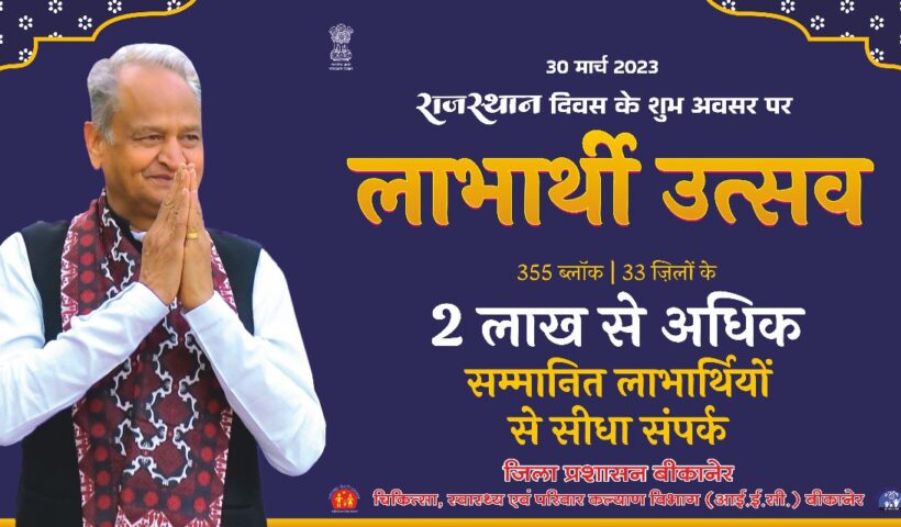 राजस्थान दिवस के अवसर पर लाभार्थी उत्सव आयोजित किए जाएंगे। Beneficiary festivals will be organized on the occasion of Rajasthan Day.