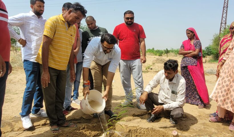 CM OSD लोकेश शर्मा ने सुजानदेसर गोचर क्षेत्र में विकसित हो रहे सिटी फॉरेस्ट में बुधवार को पौधारोपण किया