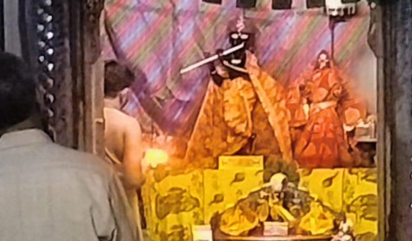 The circumambulation of Govardhan rock takes place in the Radha Damodar temple on Chaura Rasta